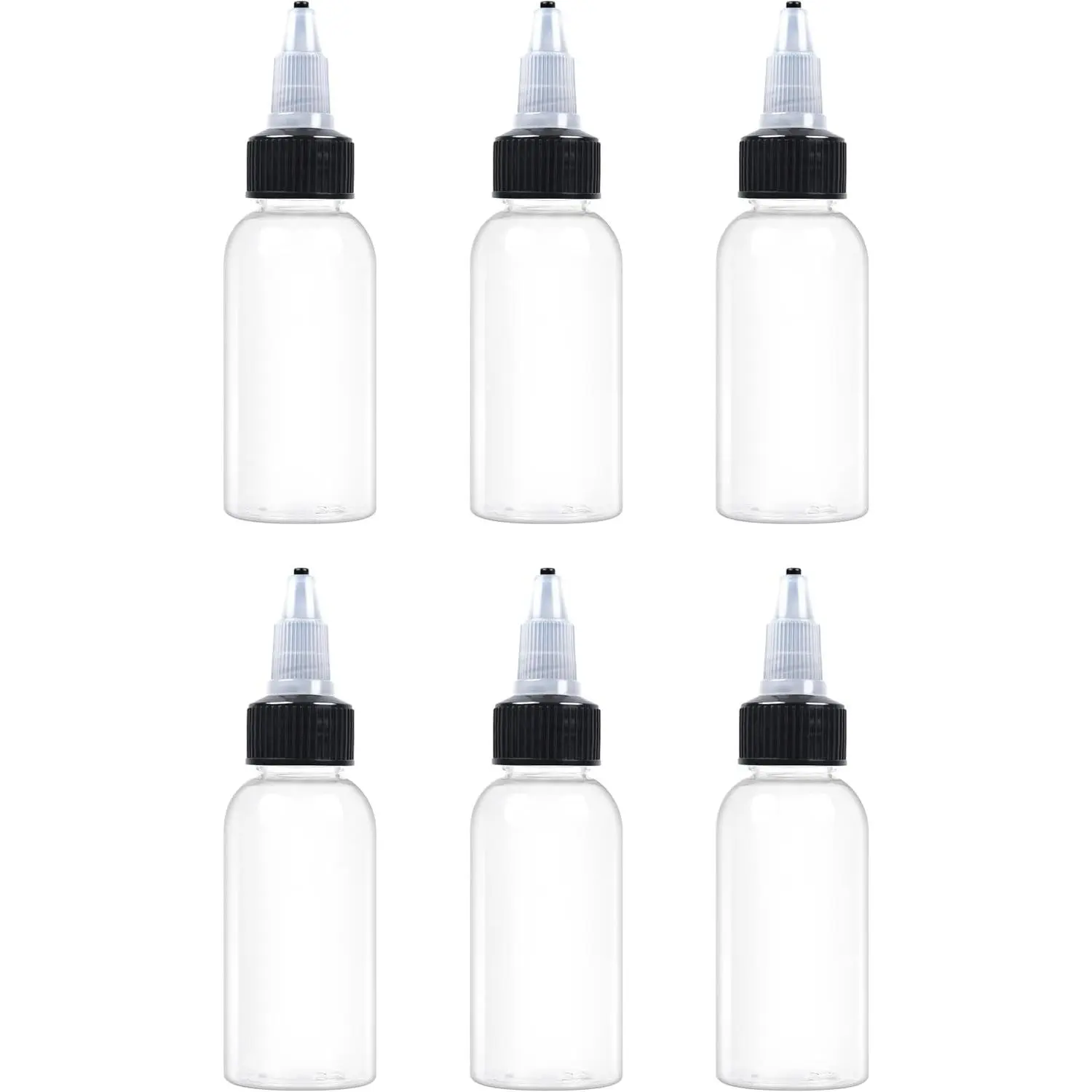 6 Pcs 1oz Clear Plastic Squeeze Bottles with Twist Top Caps, Leak-Proof, BPA-Free, Refillable 30ml Small Squirt Bottles for Liquids, Paint, Hair Oil, Sauces, Travel, TSA ApprovedGift