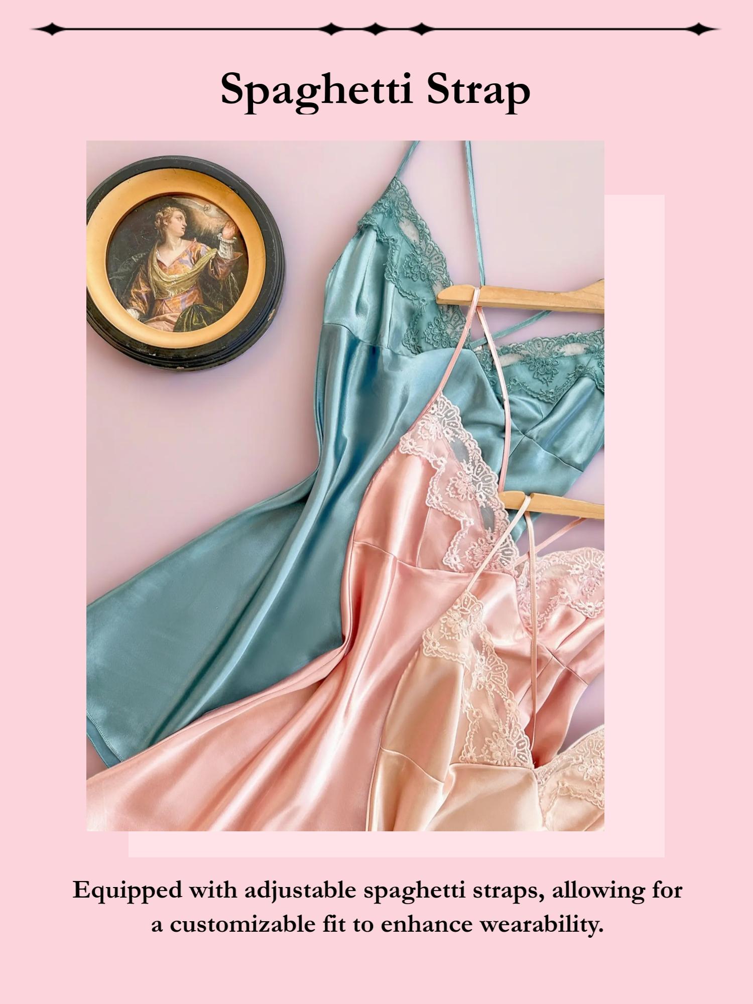 Women's Embroidered Lace Trim Sexy Sleeveless Sleepwear Set, Silky Tempting Three-Piece Nightgown, Comfortable Fashion Sleeping Clothes