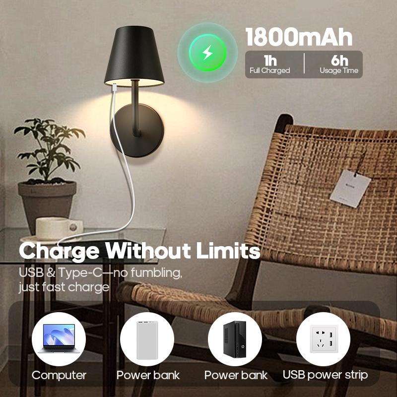 LED Rechargeable 3 Color Temperature Wall Sconces Cordless with Remote Control Magnetic installation, Golden Black Color Cover, Ideal for Home, Office, Cafe Decor, Bedroom Lighting, Magnetic Decorative Lamp