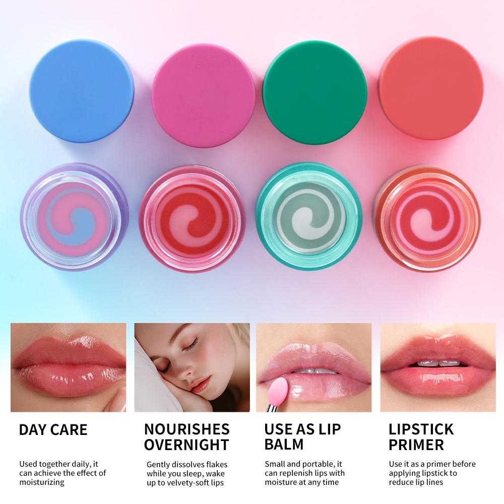 Hydrating Sleep Lip Mask, Lip Sleeping Mask, Dual-Tone Lip Mask with Shea Butter & Fruit Extracts, Deeply Moisturizes & Nourishes Lips, Contains Vitamin E for Lip Care, 4 Fruit Scents, Ideal for Night-time Lip Care, for Daily Use