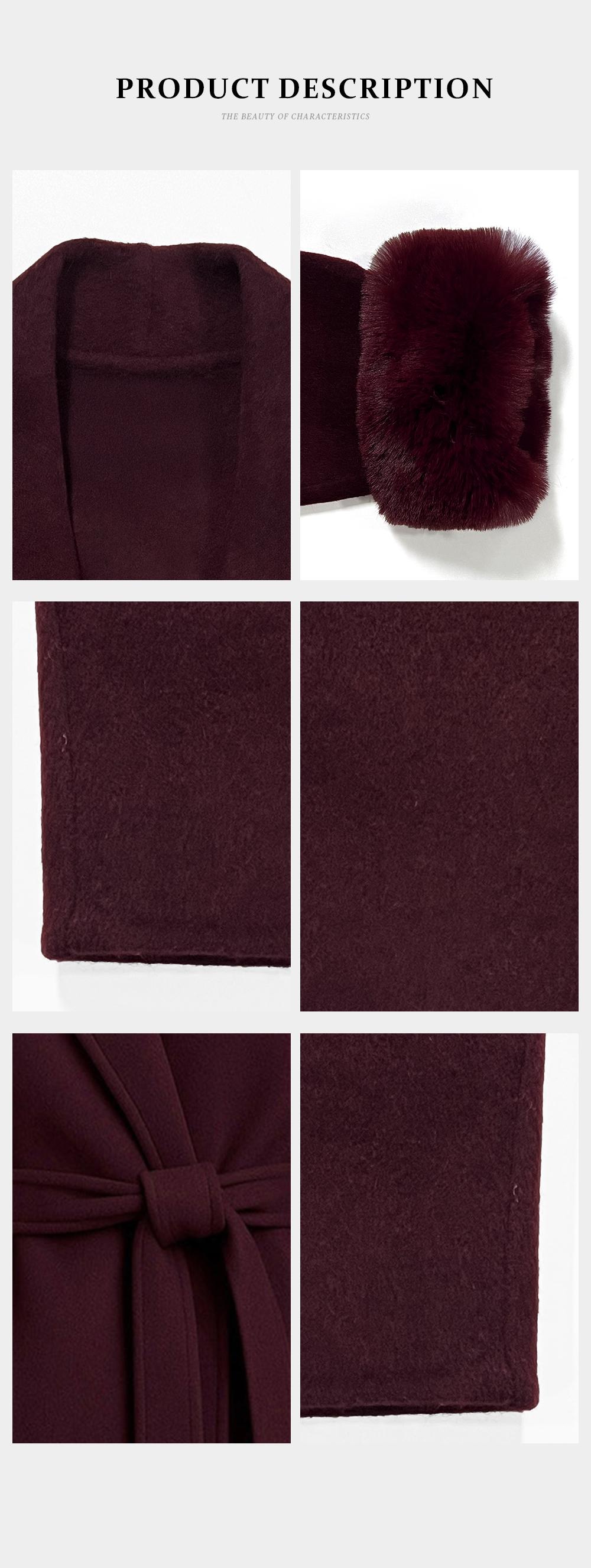 Women's Elegant Solid Color Waist Tie Plush Long Sleeve Thermal Wrap Coat Outerwear