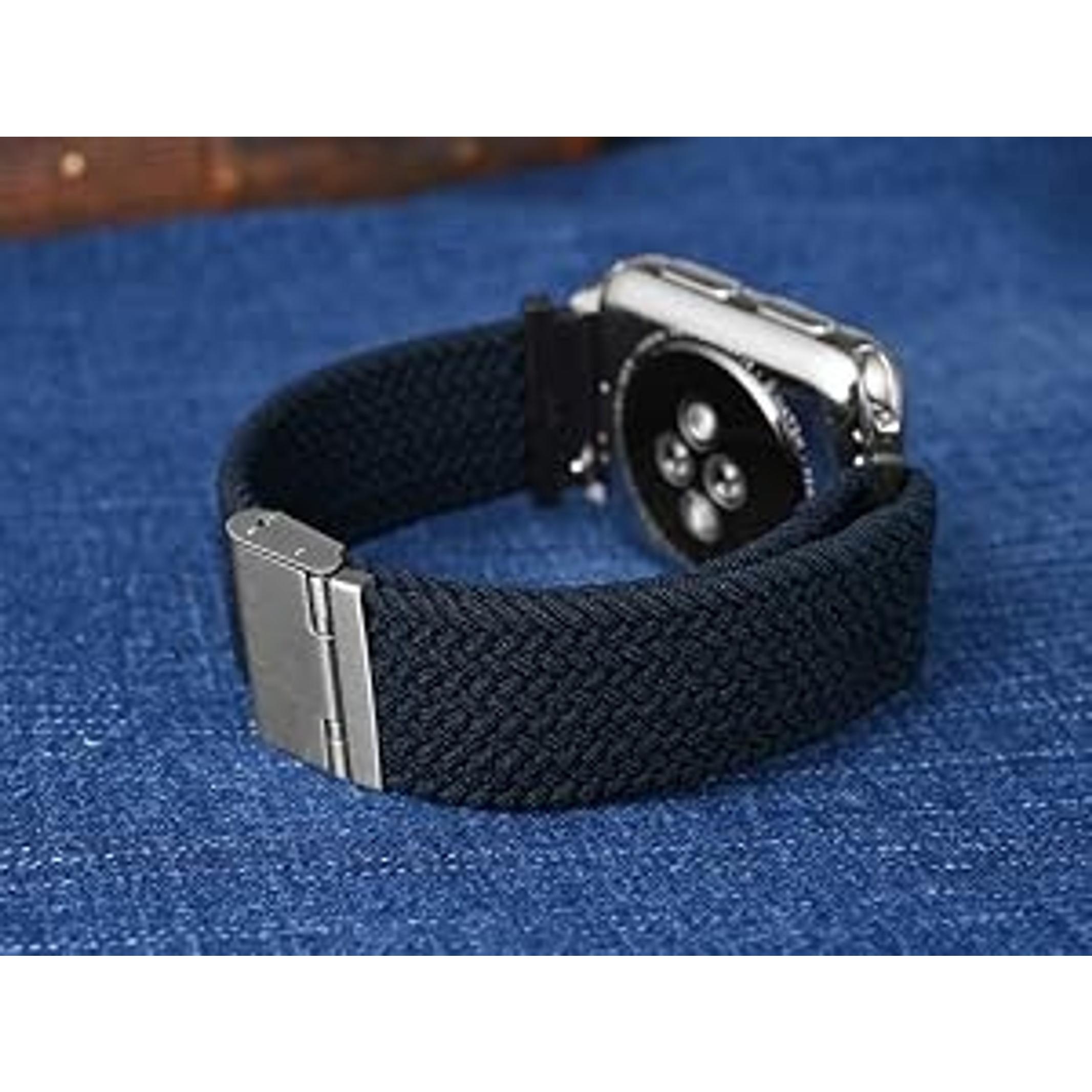22mm Braided Nylon Watch Band for Men & Women, Quick Release, Black Stainless Steel Buckle - BlackGift