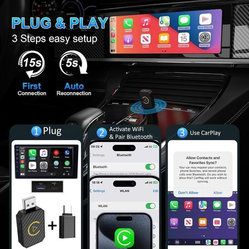 1 Box Carplay Android Auto Vehicle Accessory, Compatible with Various Vehicles, Essential Upgrade for Your Driving Experience, Must-Have Auto Tech Item
