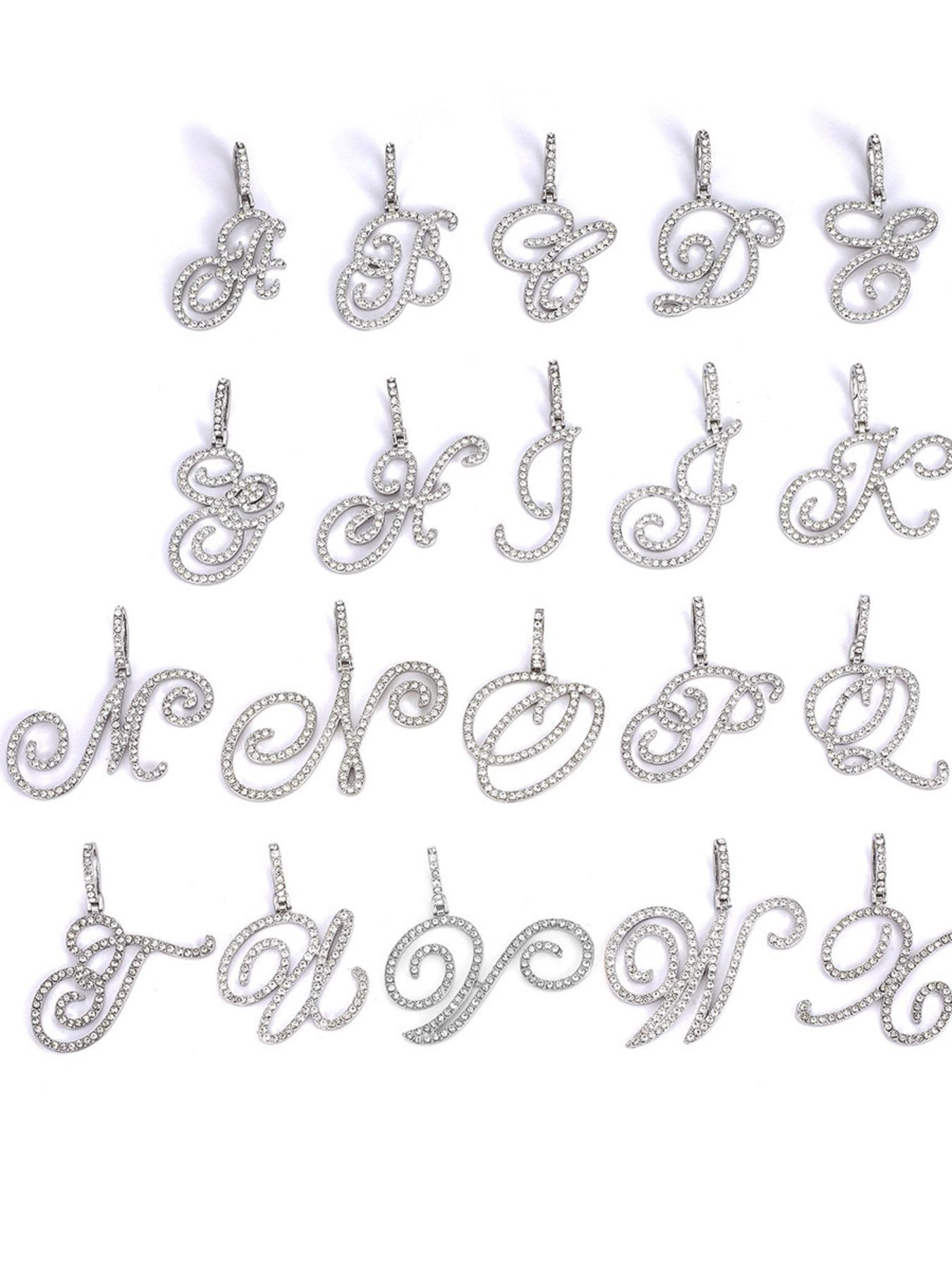 Micro-Set Zircon Letter Pendant Chain Necklace, Unisex Hip-Hop Style, 26 Alphabet Initials, Scripted Glow Design, Fashion Jewelry, Zircon Stones Necklace