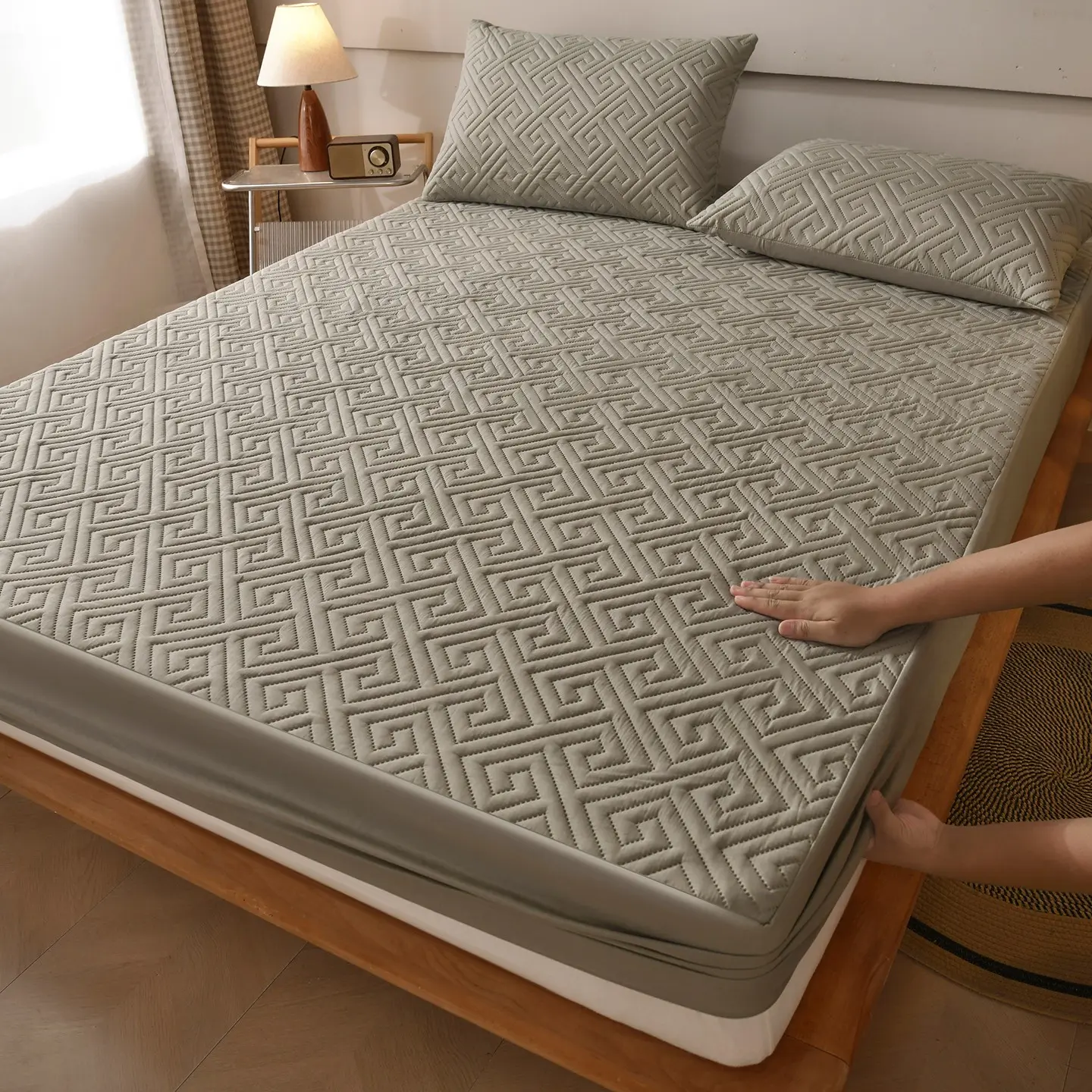 2pc/3pc Ultrasonic Embossed Waterproof Mattress Protector, Soft Stain-Resistant Fabric, Deep Bed Sheet Design, Ideal for Bedroom, Dorm, Hotel