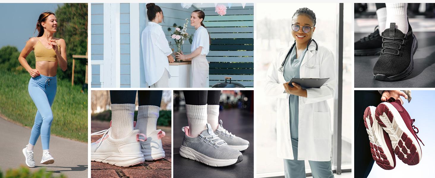 KOLILI Women's Wide Toe Box Shoes Arch Support Design Suitable for running Fitness and Walking Shoes Easy Slip On Cushion Walking Sneakers Girl SpringStatements