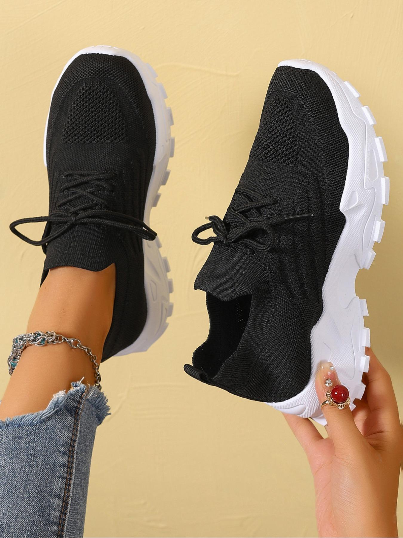 Women's Fashionable Lace Up Low Top Sneakers, Casual Comfortable Sports Running Shoes, Lightweight Breathable Sneakers for Daily Wear, Outdoor Sneakers, Jogging Shoes, Workout Sneakers, Casual Running Footwear