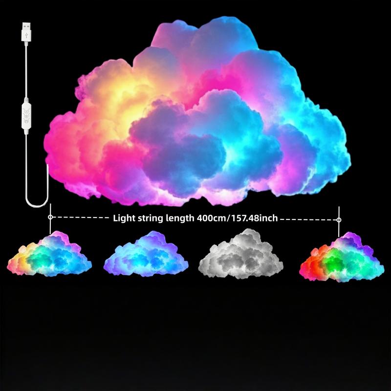 Thunder Cloud LED Light,Lightning Cloud Colorful Atmosphere Night Light, Modern Mood Lighting,DlY Creative Cloud Lights Gaming Room Garage Club Bar dj Party Light- 13.12 Feet (157.48 Inches)