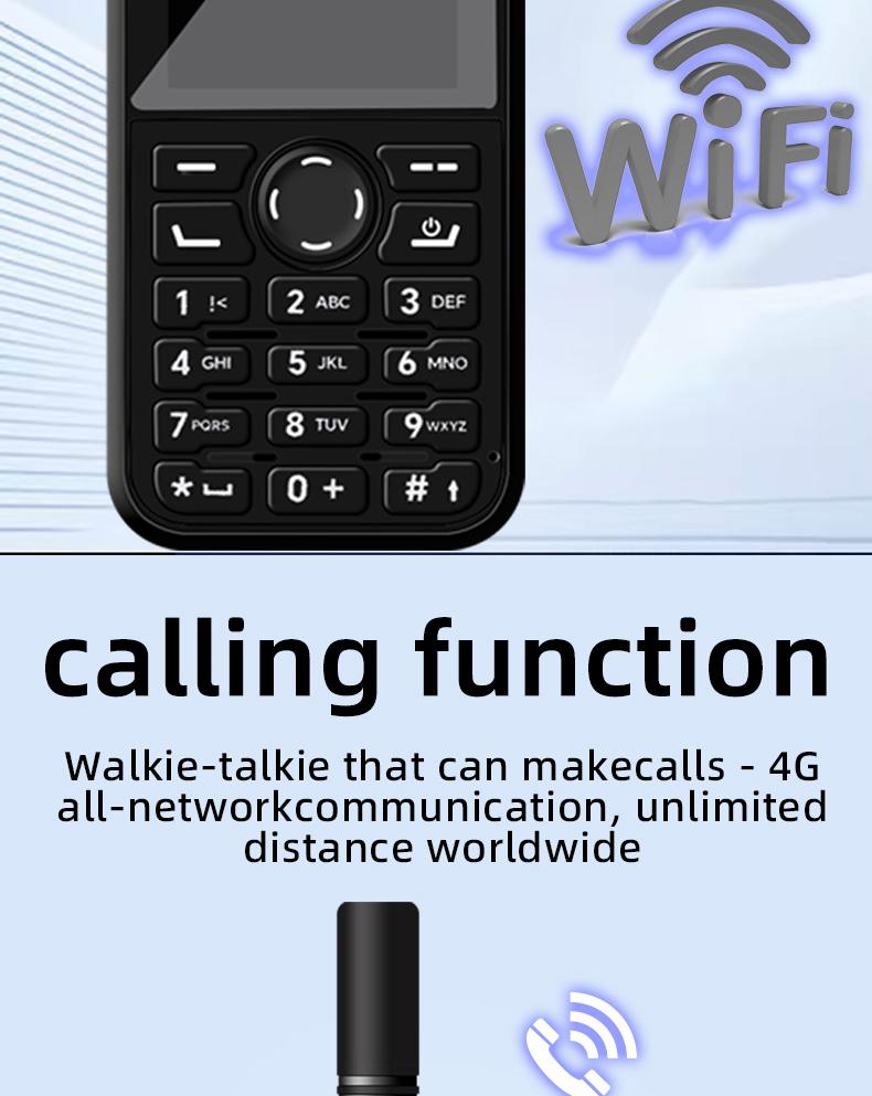 2G4G Zello Android system equipped with a 2.4-inch display screen supporting Wi Fi Bluetooth and call function. Portable handheld walkie talkie covering 8000 kilometers worldwide, suitable for fleet scheduling, outdoor camping and other multiple scenarios