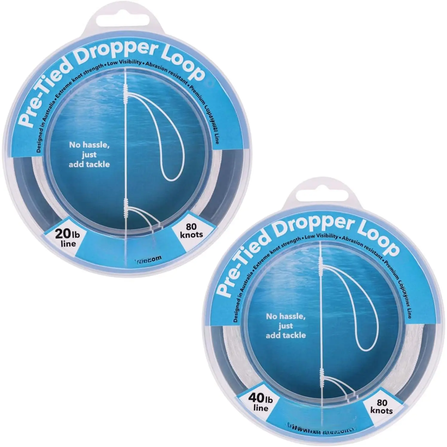 20 lb & 40 lb Bundle - 1 ea. 20 lb & 40 lb Pre-Tied Dropper Loop s with 80 Loops -  for Saltwater & Freshwater Fishing