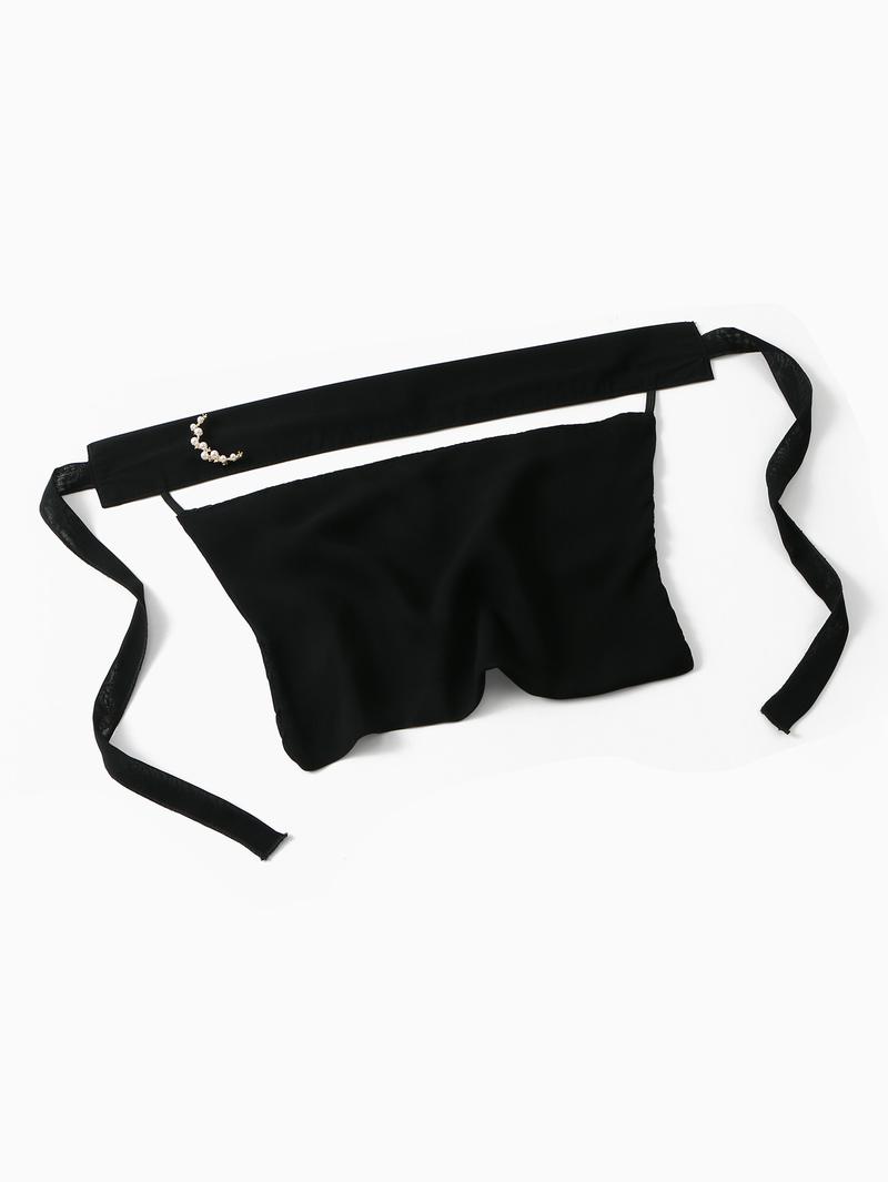 Women's Plain Lace-Up Face Veil Hijab, Arab Women Classic Geometric Pattern Breathable Design, Adjustable Elastic Strap Niqab for Modest Style