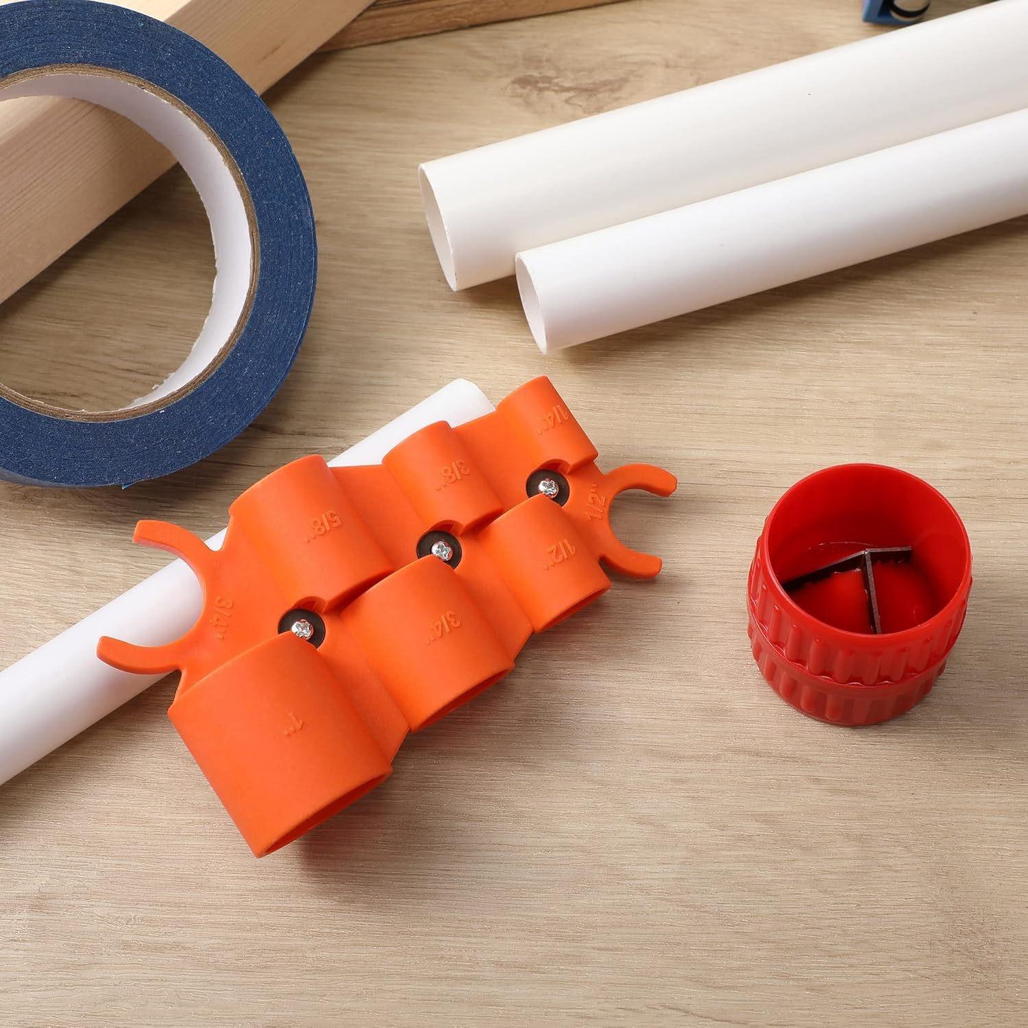 Pipe Deburring Tool Kit for Various Sizes, Depth Gauge and Pipe Deburring Set, Copper Pipe Deburring Depth Tool, Quick Deburring Tools