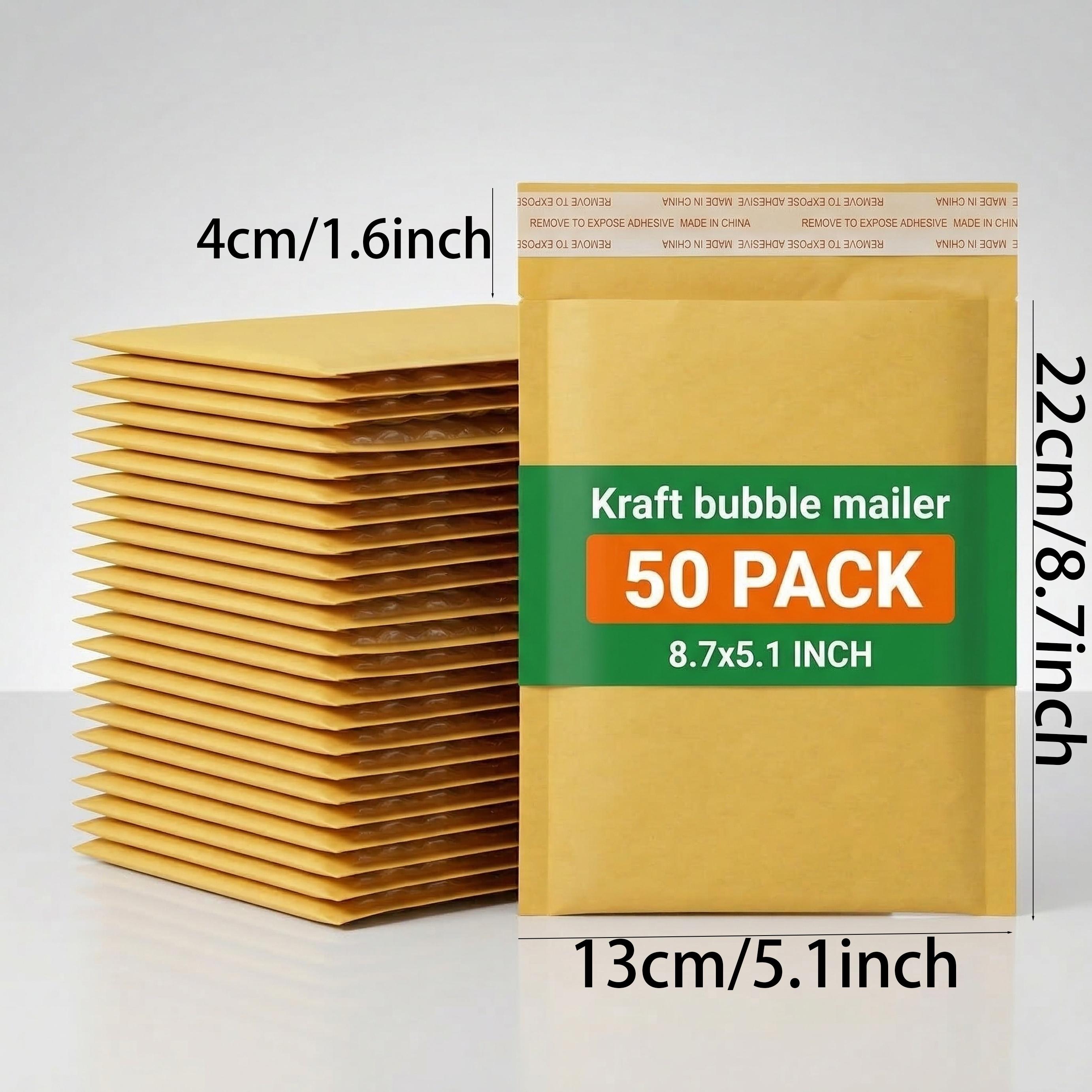 50/100 Pcs 5.1x8.7 Inch Bubble Mailers - Heavy Duty Padded Mailing Envelopes with Self-Sealing Strip, Waterproof Poly Cushion Bags for Small Business Shipping, Jewelry & Cosmetics Packaging