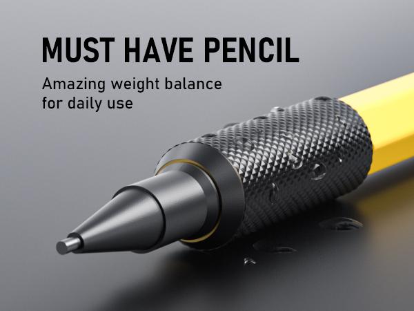 3 Pack 1.3 mm Mechanical Pencils Set with 36 Lead Refill, 3 Eraser - Weatherproof Metal Barrel, Heavy Duty Carpenter Pencil for Outdoor Marking Drafting Drawing Sketching Woodworking - with Case