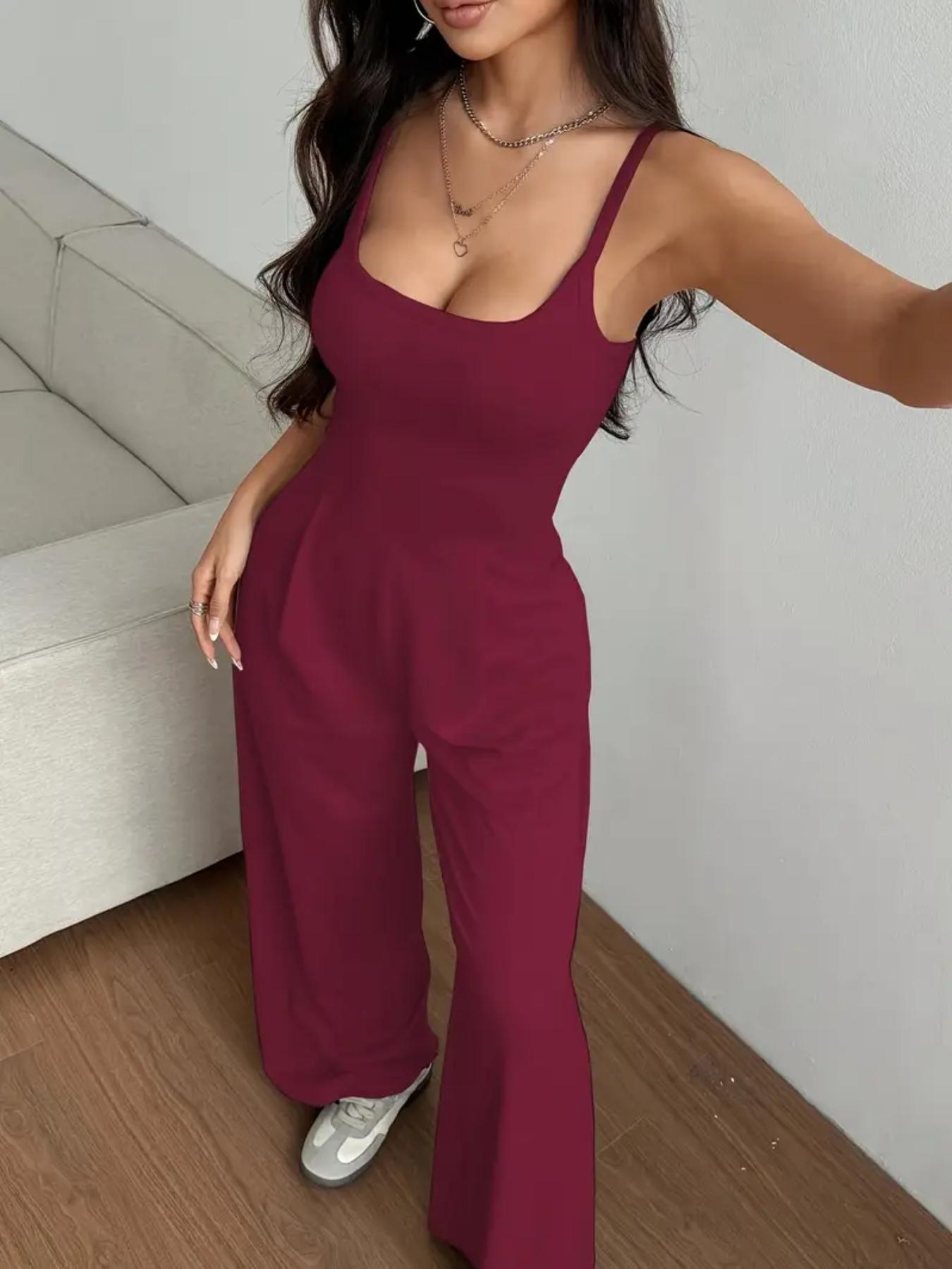 Women's Sexy Backless Jumpsuit Pants, Slim-Fitting Long Pant Design, Perfect for All Seasons, Ideal for Casual & Daily Wear