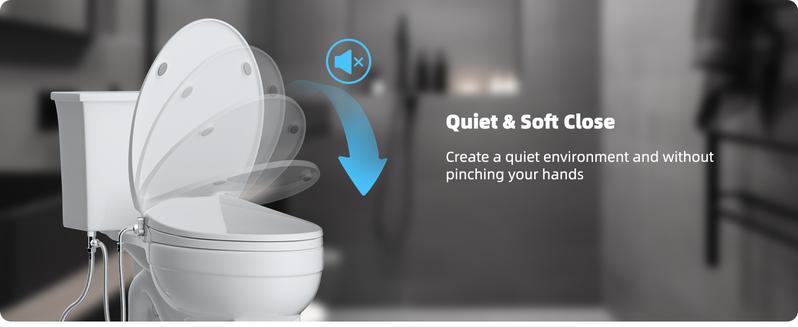 Hibbent Elongated Bidet Toilet Seat with Slow Close, Non-Electric Bidet Attachment for Toilet Seat with Dual Nozzle, Bidet Sprayer with Adjustable Self-Cleaning Nozzles