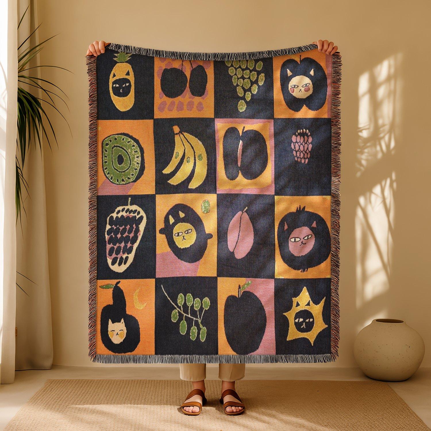 Multi-Function Tassel Woven Blanket, Decorative Blanket, Spliced Geometry Pattern Bed Blanket, for Sofa Cover Couch Throw Blanket Armchair Home Decor Furniture Slipcover Tablecloth Shawl Outdoor Picnic Camping Beach Towel Office Nap