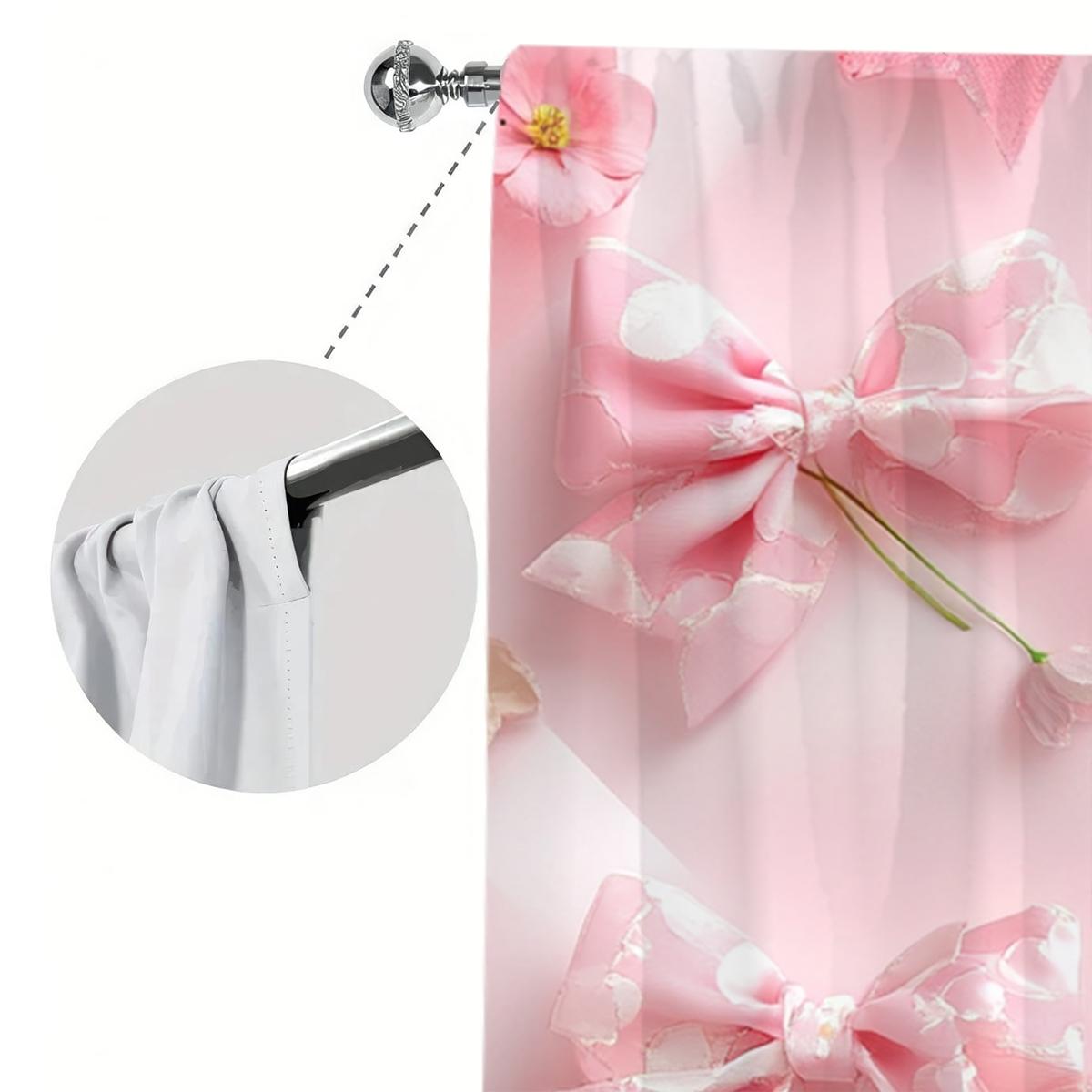 Bow Pattern Curtain, 2 Counts/set Modern Simple Home Decorative Curtain, Home Decoration Curtain, Home Decor for Living Room Bedroom Study Room