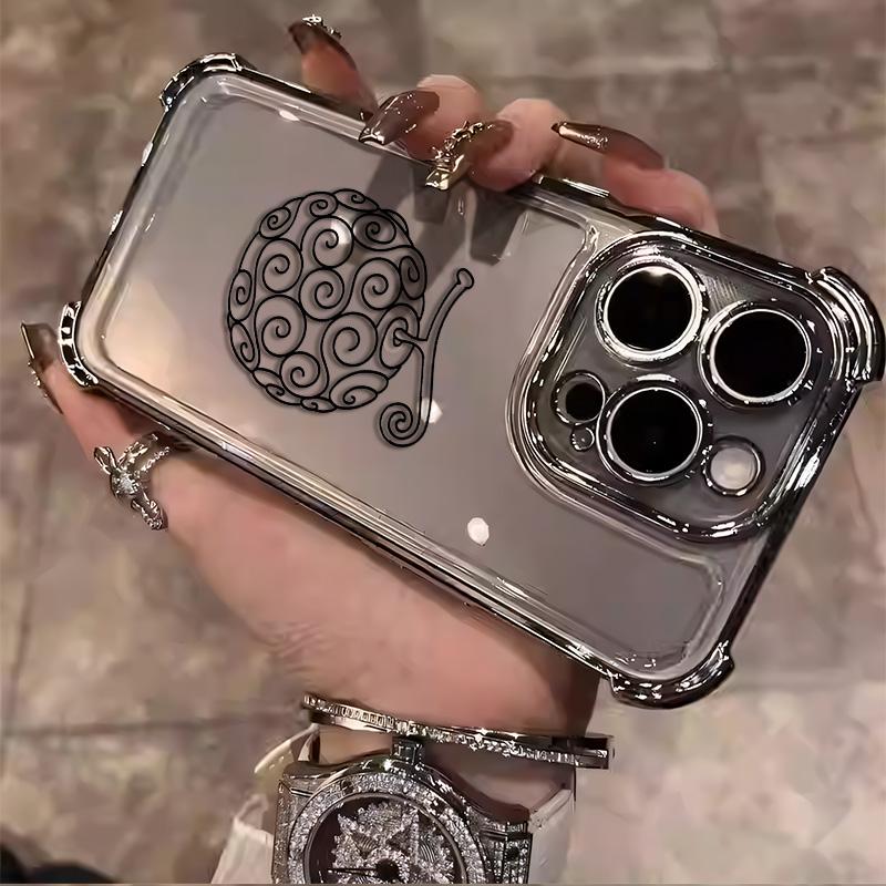 One Piece Luffy Shanks Pattern Aesthetic Electroplated TPU Casing For iphone 16 15 14 13 12 11 X XS PRO PLUS MAX Four Corners Anti-Fall Transparent Soft Silicone Gift Shockproof Protection Anti-Drop Protective Protector Phone Cases Shell Cover