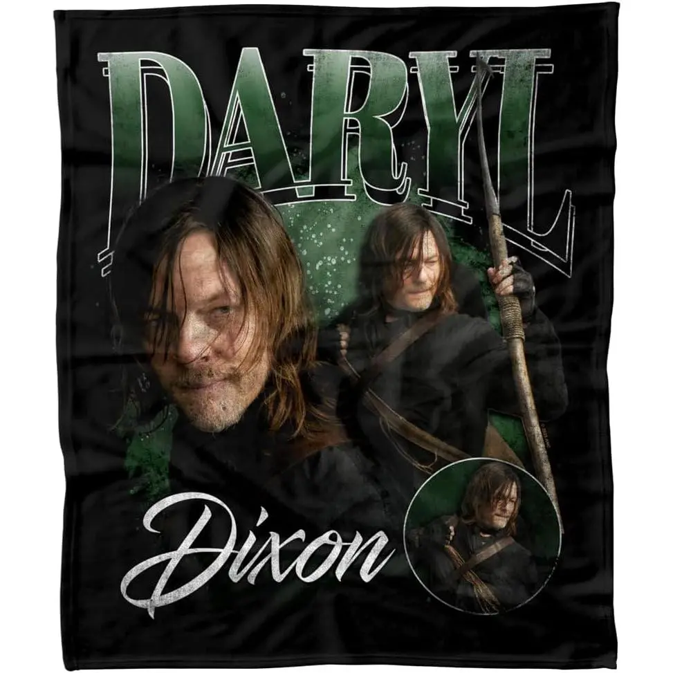 The Walking Dead Daryl Dixon Retro Theme Flannel Blend Fleece Blanket - Ultra Soft, All-Weather Warm Light Cover for Home & Travel Indoor Use, Ideal Gift for Family Holiday Presents