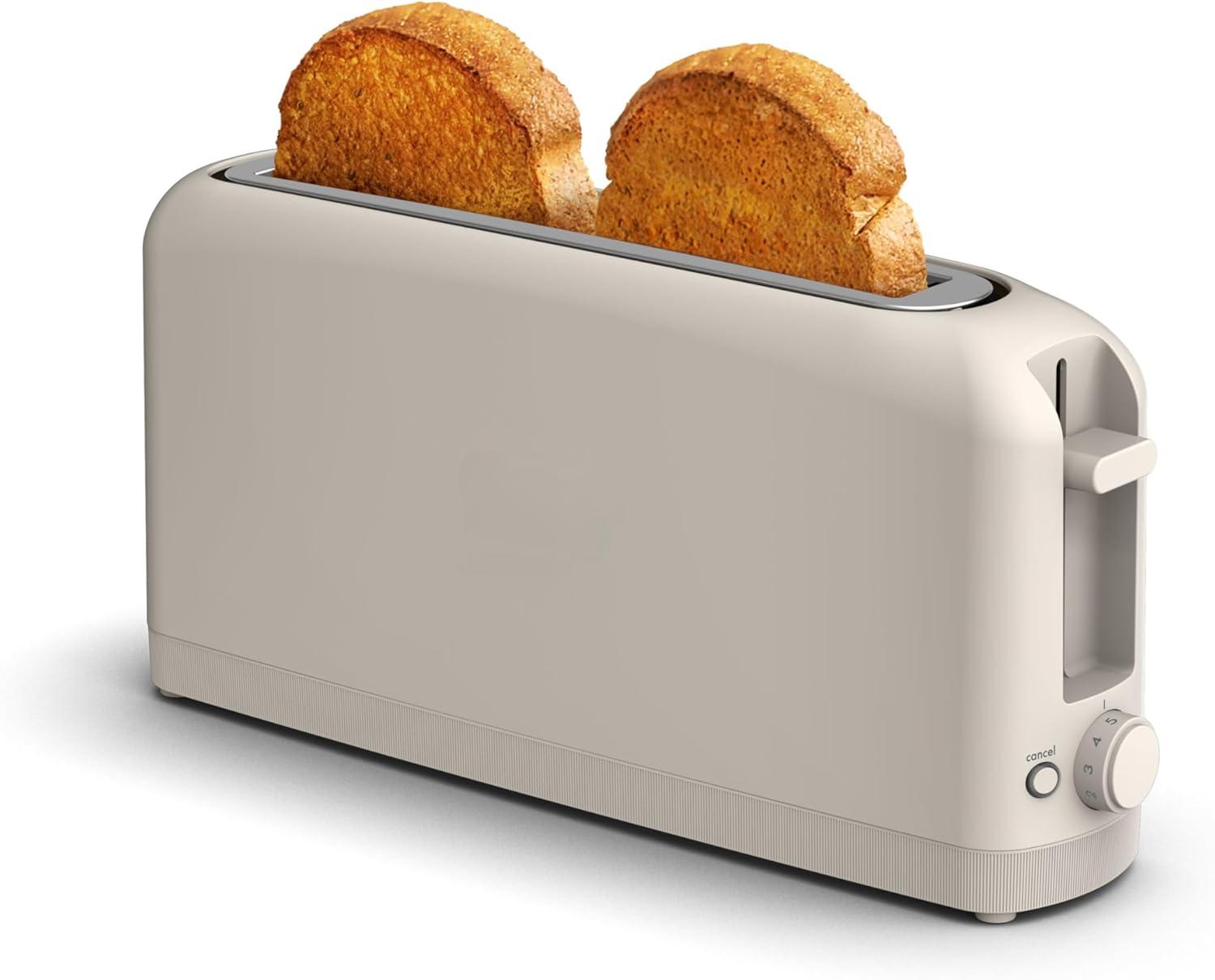 2 Slice Slim Toaster, Fits-anywhere™ Kitchenware, 6 Setting Shade Control with Reheat & Cancel Buttons, Fits sourdough, 10" Long Slot, Anti Jam & Auto Shutoff, 900 Watt, Oatmilk