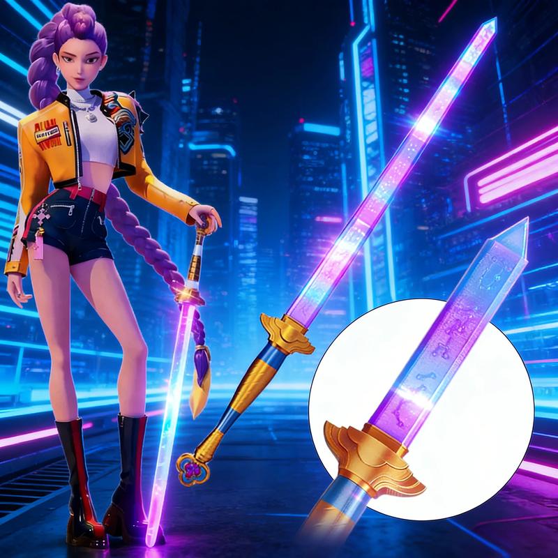 Demon Hunter Hight Quality Cosplay Anime Rumi Sword With Symbol Outfits Prop Scalable Purple Long Sword Accessories Roleplay Prop Gift