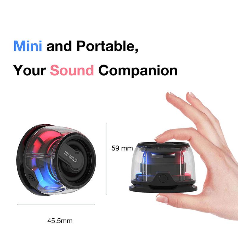 Magnetic Mini Bluetooth Speaker, 5W mini Speakers Wireless with Bluetooth 5.3, RGB Light, Game Mode, 7H Playtime, Portable Phone Stand for iPhone, Travel, Golf Cart - Black