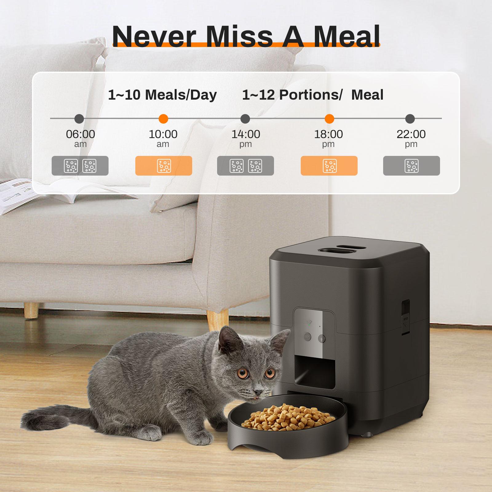 Smart Pet Feeder Machine, Graffiti APP Control Cat Automatic Feeder, Dry Food Dispenser, Suitable for Small Pets, Programmable Pet Feeder