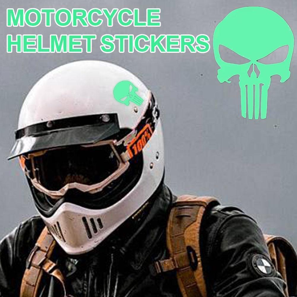 1pc Skull Head Motorcycle Glow Stickers Waterproof Moto Helmet Decoration Motorbike Fuel Tank Side Fairings Decal Accessories