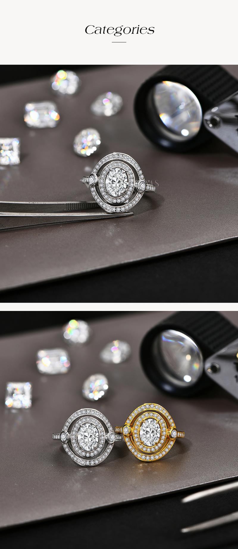 1.5CT D VVS1 Oval Shape Synthetic Moissanite Ring for Women Birthday Gift Engagement  Fine Jewelry R193