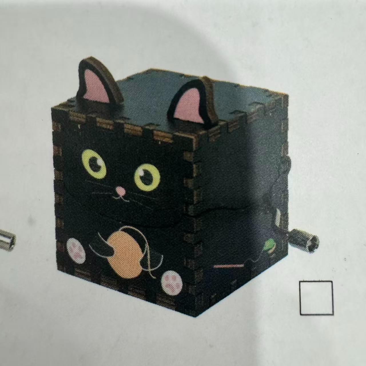 Wooden Music Box DIY Craft Cartoon Animal Gift, Hand-Cranked Octave Toy, Parent-Child Interaction Fun Time