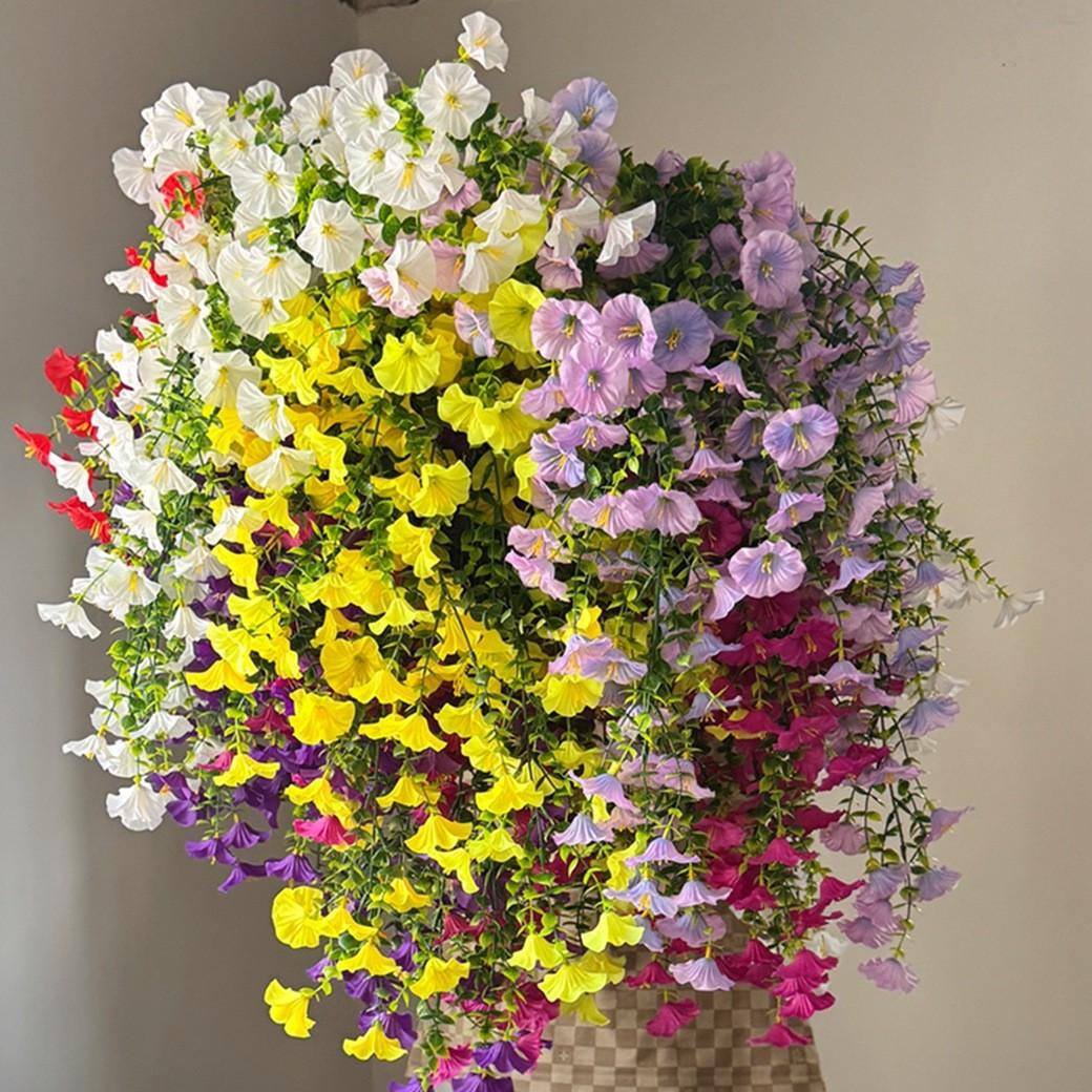 High-Quality Hanging Ivy Trumpet Flower Bouquet, Outdoor Garden Decoration, Realistic Fake Flowers, Factory Direct Sale