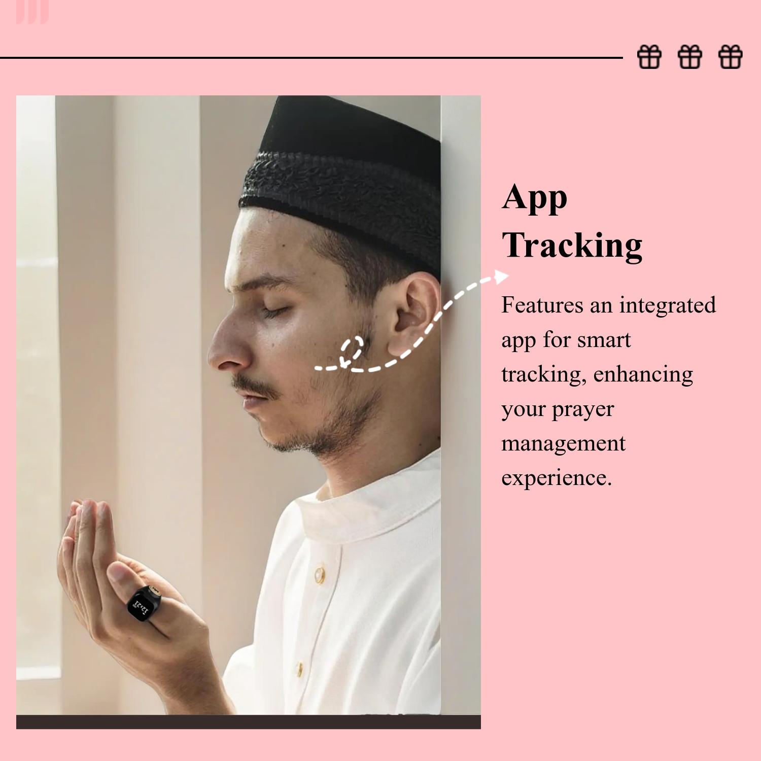 Smart Prayer Bead Counter Ring for Muslims, Waterproof Durability Digital Prayer Aid Praying Ring with APP Tracking & Vibration Reminder, Islamic Jewelry