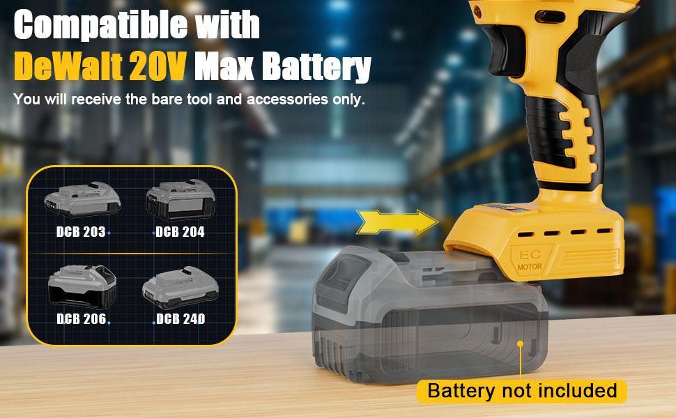 Cordless Electric Pop Rivet Gun Compatible with Dewalt 20V Battery (NO Battery!!), 3 Size (1/8", 5/32", 3/16") Aluminum Rivets, with Kit Nose Piece Hardware Tools