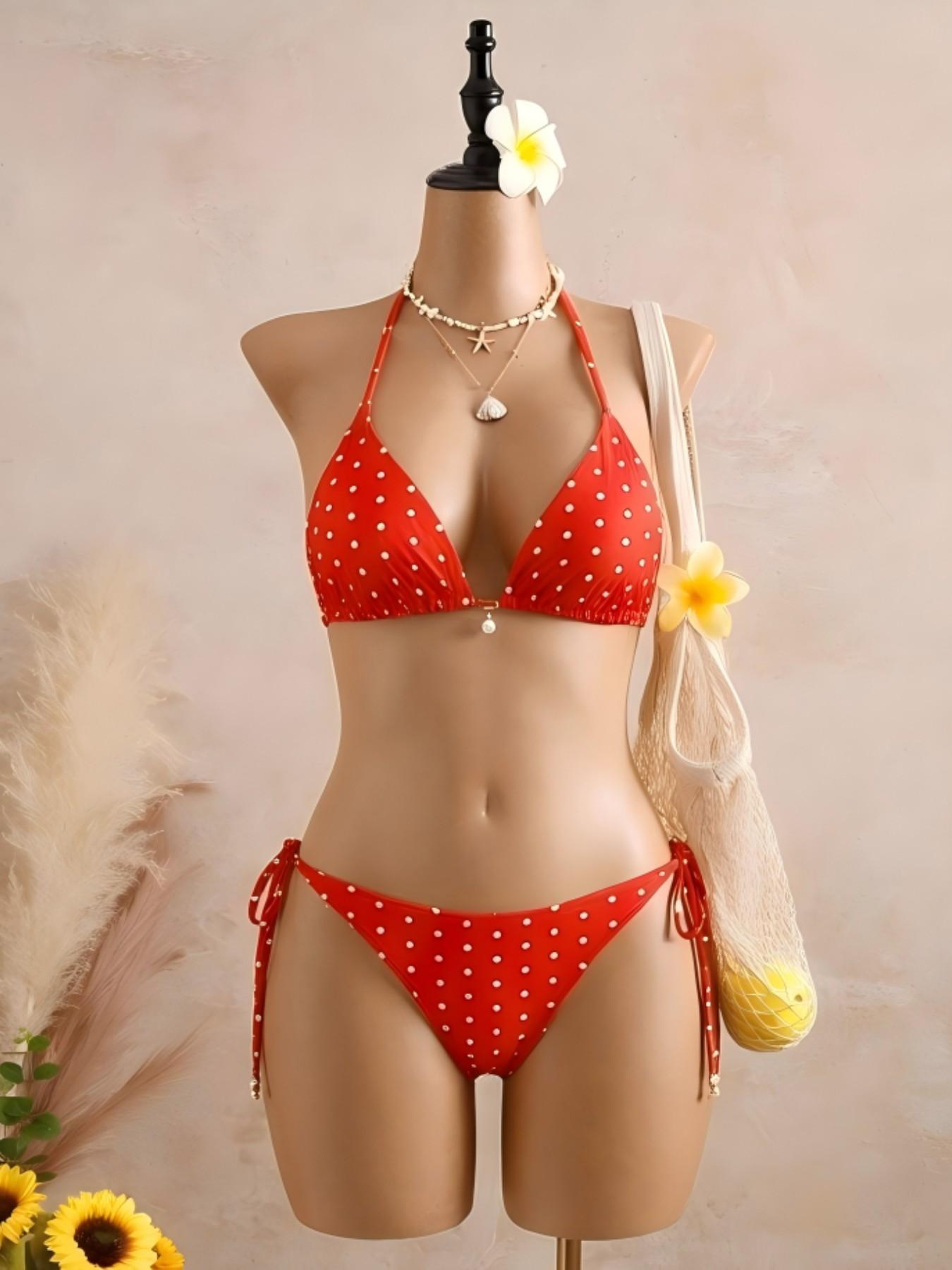 Women's Summer Bikini Set, Sexy Polka Dot Design, Beach Ready, Versatile Wear, Perfect for Beach Wear and Casual Occasions, Stylish Swimsuit for Ladies