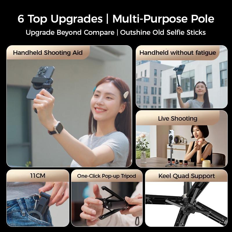 2026 New 3-in-1 Multifunctional Magnetic mini Selfie Stick, With 360° Rotation, Wireless Bluetooth Control Magnetic Phone Holder for Selfies Video Recording Vlogging Compatible with Most Phones - Stabilizer Camera 2026 New 3-in-1 Multifunctional Magnetic mini Selfie Stick, With 360° Rotation, Wireless Bluetooth Control Magnetic Phone Holder for Selfies Video Recording Vlogging Compatible with Most Phones - Stabilizer Camera