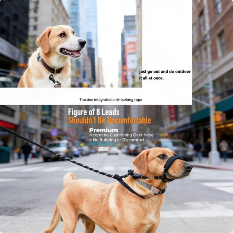 Adjustable Dog Muzzle with Handle, Safe Pet Muzzle for All Sizes