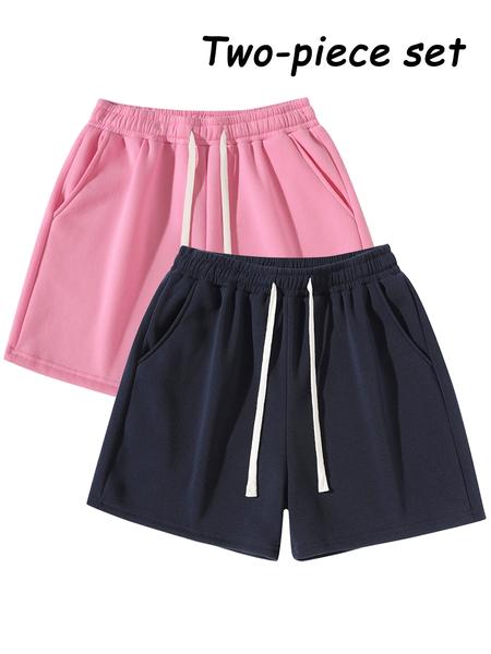 Men's Plain Drawstring Waist Shorts, Basic Casual Sporty Running Pants for Daily Wear and Exercise, Moderate Fabric, Fitted Style Summer Sports Shorts, Casual Athletic Shorts