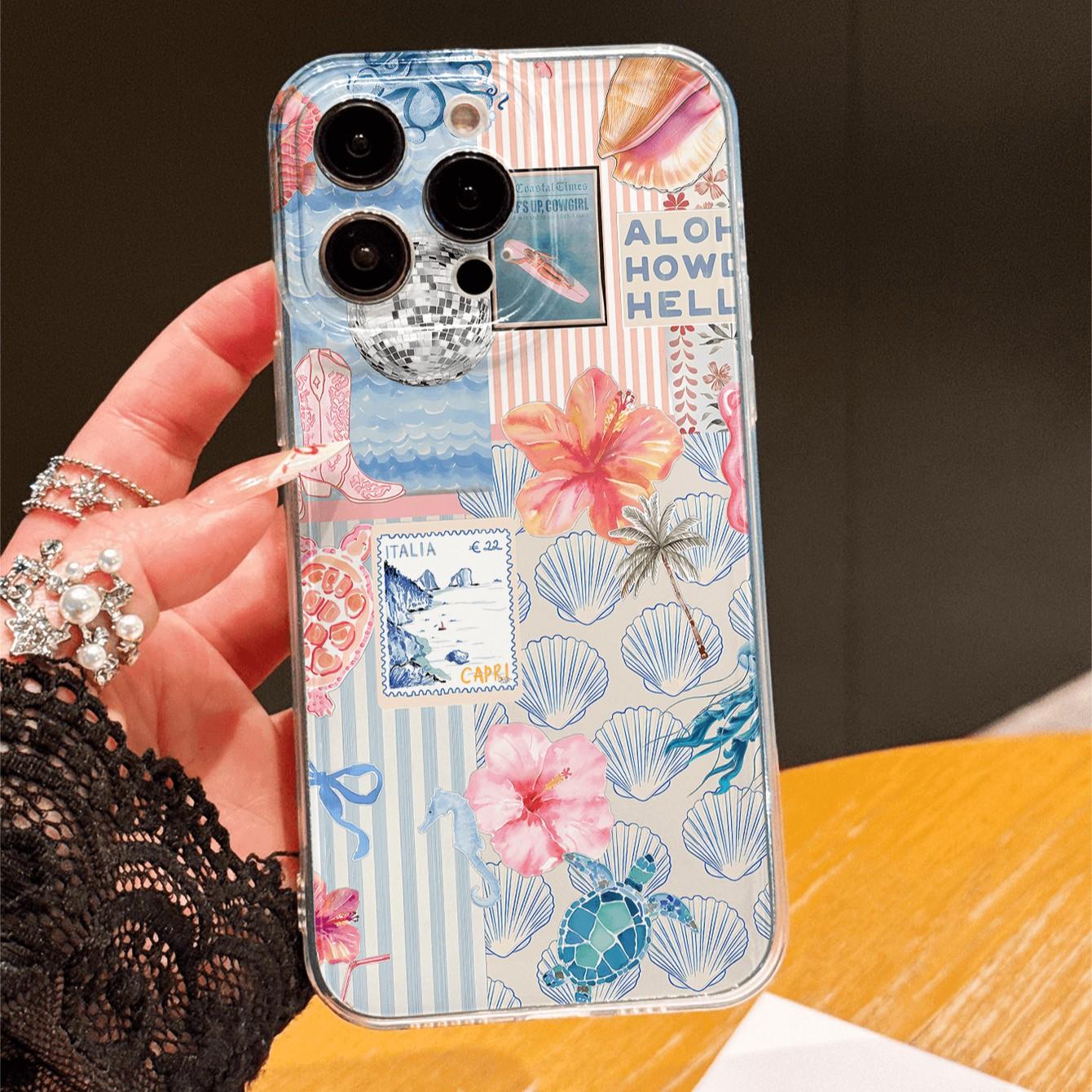 Lily Starfish Shell Pattern iPhone Case, Thick Anti-Drop Phone Cover ...