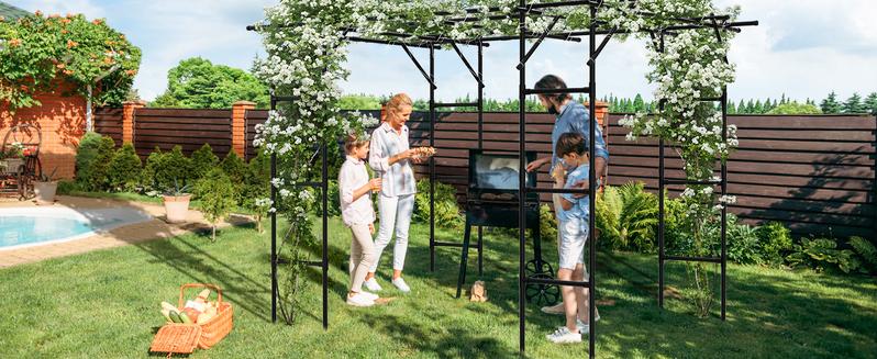 Lilypelle Large Outdoor Garden Arch Trellis, 87" H x 118" L x 79" W Large Tall Grape Vine Support, Arch Arbor Trellis Plastic-Coated Metal Vine Trellis, for Climbing Plants Vineyard Patio Lawn Yard Garden Decoration