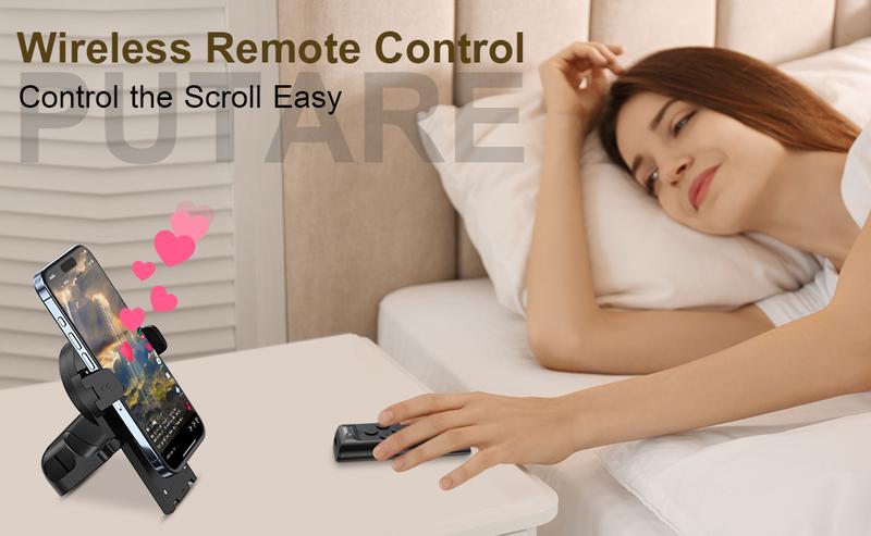 Remote Control for TikTok Scrolling, Wireless Page Turner & Selfie with Smartphone Holder Stand - Camera Video Recording Remote for iPhone, Android, Kindle App Purple Cellphone,Upgraded