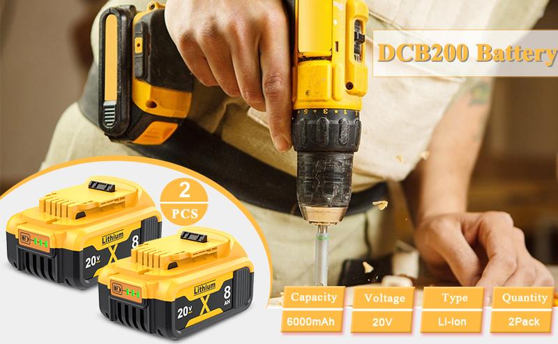 2Pack 3.5Ah / 8.0Ah Battery Replacement for Dewalt 20 Volt MAX XR Battery Compatible with Dewalt DCB200 DCB201 DCB203 DCB204 DCB206 DCB181 DCB180 DCD/DCF/DCG Power Tools replacement dewalt dewalt 20v Heavy Duty 2Pack 3.5Ah / 8.0Ah Battery Replacement for Dewalt 20 Volt MAX XR Battery Compatible with Dewalt DCB200 DCB201 DCB203 DCB204 DCB206 DCB181 DCB180 DCD/DCF/DCG Power Tools replacement dewalt dewalt 20v Heavy Duty