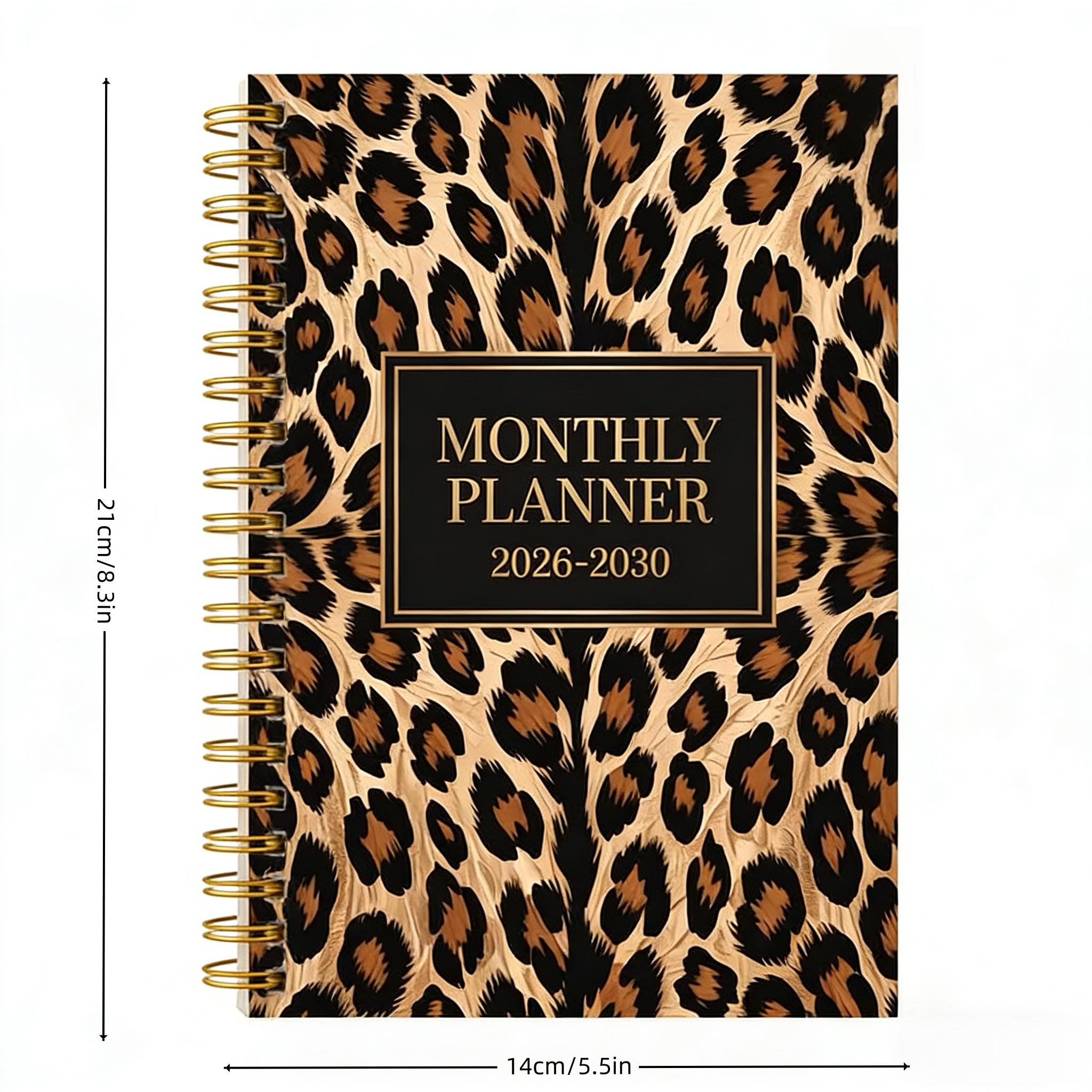2026-2030 Monthly Planner/Calendar - January 2026 to December 2030, 5-Year Monthly Planner, Leopard Print Cover Design Notebook, Yearly Calendar Planning, Monthly Tabs, 60-Month Calendar, 5.5" x 8.3", 71 Sheets/142 Pages Thick Paper, Elastic Cover, Durabl