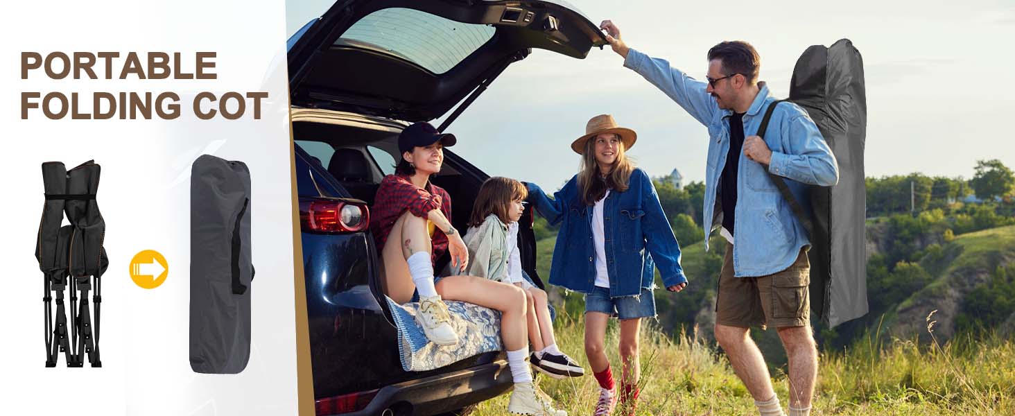 DoCred Oversized XXL Folding Camping Cot with Comfortable Mattress Cots for Sleeping with Pad Heavy Duty Camping Bed Sleeping Cot Include Carry Bag Camping Cots for Adults Home Office Nap Vocation Outdoor