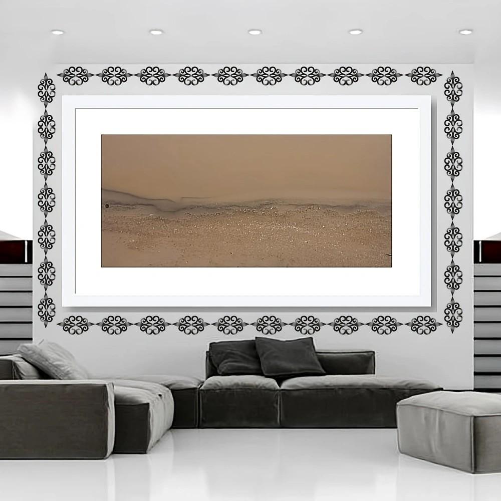 European Floral Mirror Wall Sticker, Self-Adhesive Vintage Frame Decor, Living Room Entryway Decoration, Acrylic Universal Use