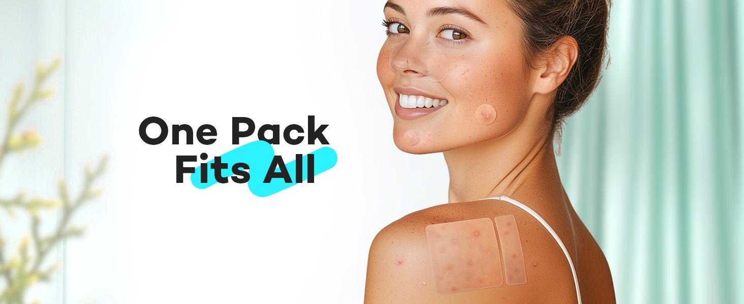 LitBear Large Pimple Patches for Face (6 Sizes 401 Patches), Big Hydrocolloid Acne Patches, XL Hydrocolloid Bandages for Body, Cheek, Forehead, Chin, Full Face, Back, Nose, Acne patch & Pimple patch