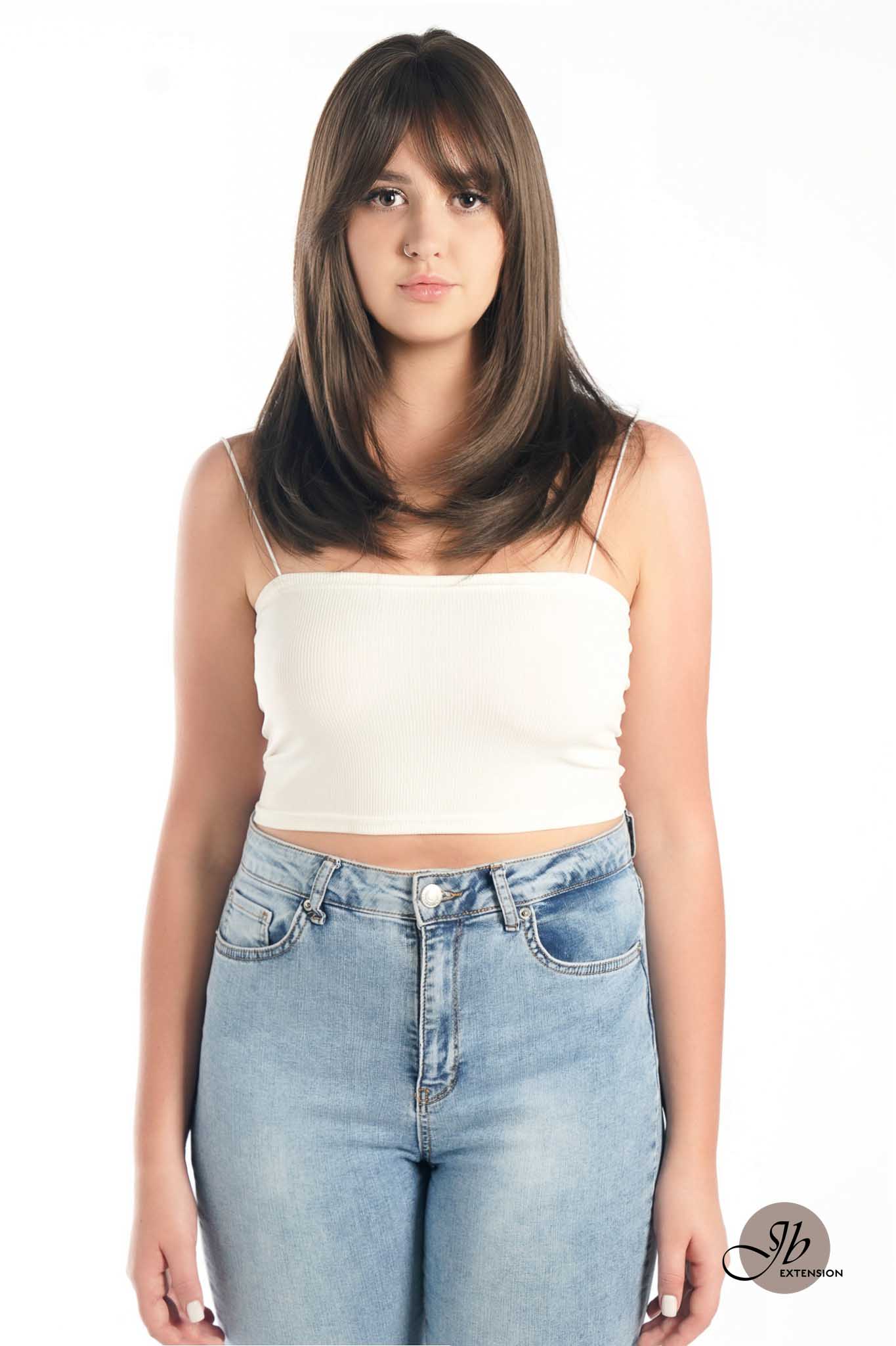 JBEXTENSION 20 Inches Scalpiana 3.5X4 Hard Silky Top Natural Scalp Effect Wig With Bangs LILA