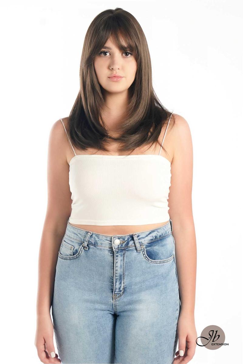 JBEXTENSION 20 Inches Scalpiana 3.5X4 Hard Silky Top Natural Scalp Effect Wig With Bangs LILA