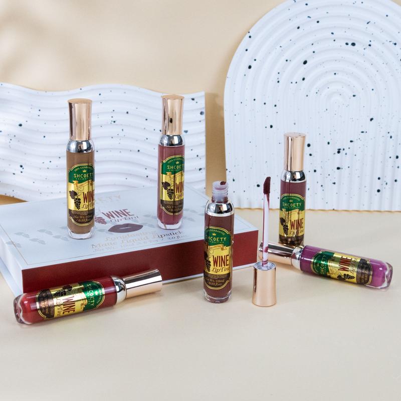 Red wine bottle lip dye set six-color lip gloss that is not easy to stick to the cup and does not fade easily matte matte lipstick elvive glycolic gloss liquid lip glossy lip woman labiales Mousse Tint Lipglass