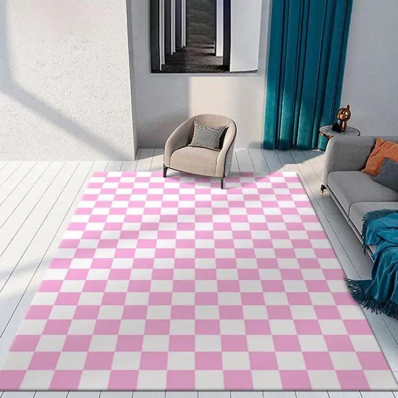 Black and White Checkerboard Flannel Area Rug - Classic Checkered Print Soft Mat for Living Room & Bedroom, Non-Slip Minimalist Home Decor #CheckerboardRug #BlackWhiteCheckMat #MinimalistHomeDecor #CheckeredCarpet #NonSlipFlannelRug